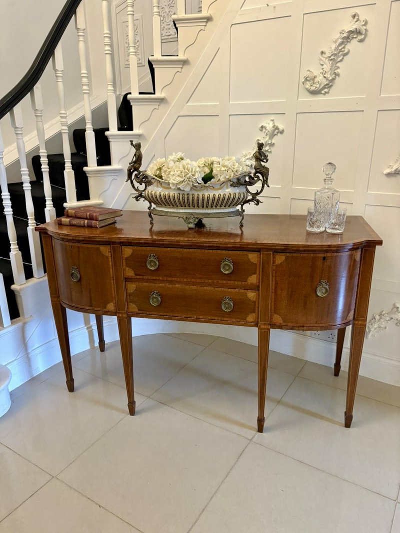 Antique Edwardian Quality Mahogany and Satinwood Crossbanded Sideboard - Image 2